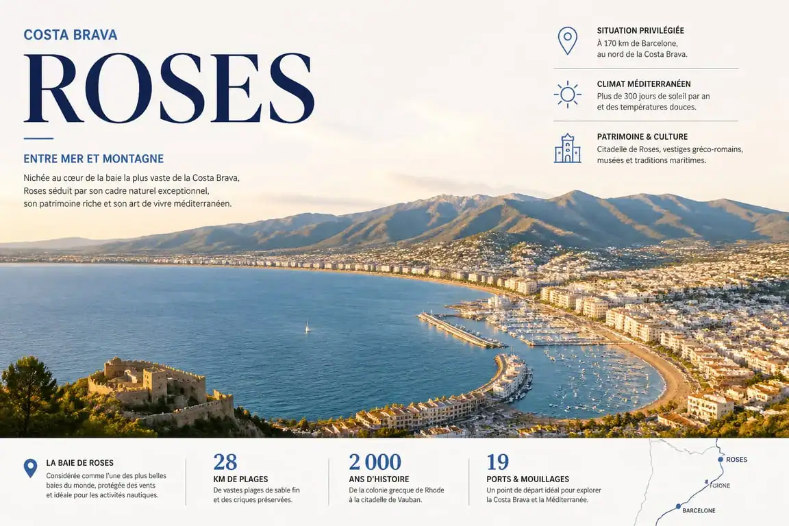 Vue panoramique de la baie de Roses, destination incontournable sur la Costa Brava
