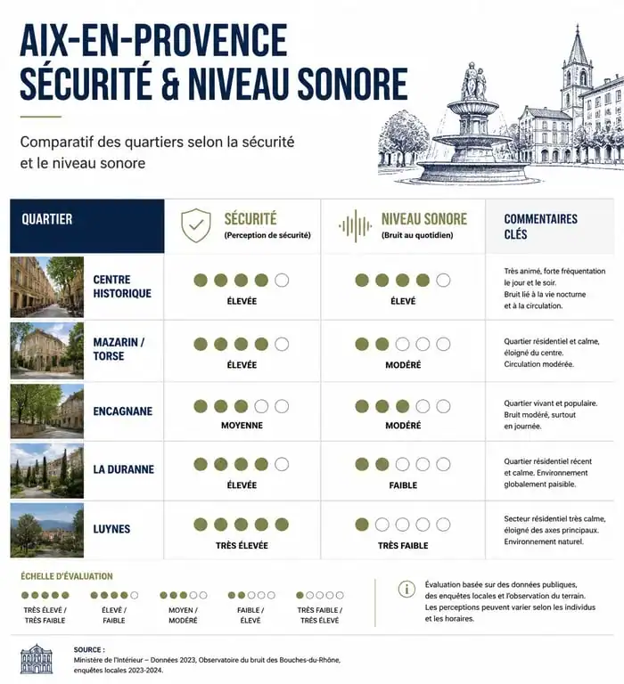 Tableau synthétique des quartiers à éviter à Aix-en-Provence pour la sécurité et la tranquillité