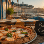 Pizza à Cannes artisanale sur terrasse avec vue port