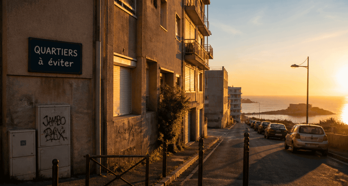 quartier a éviter à saint-malo immeubles béton coucher de soleil