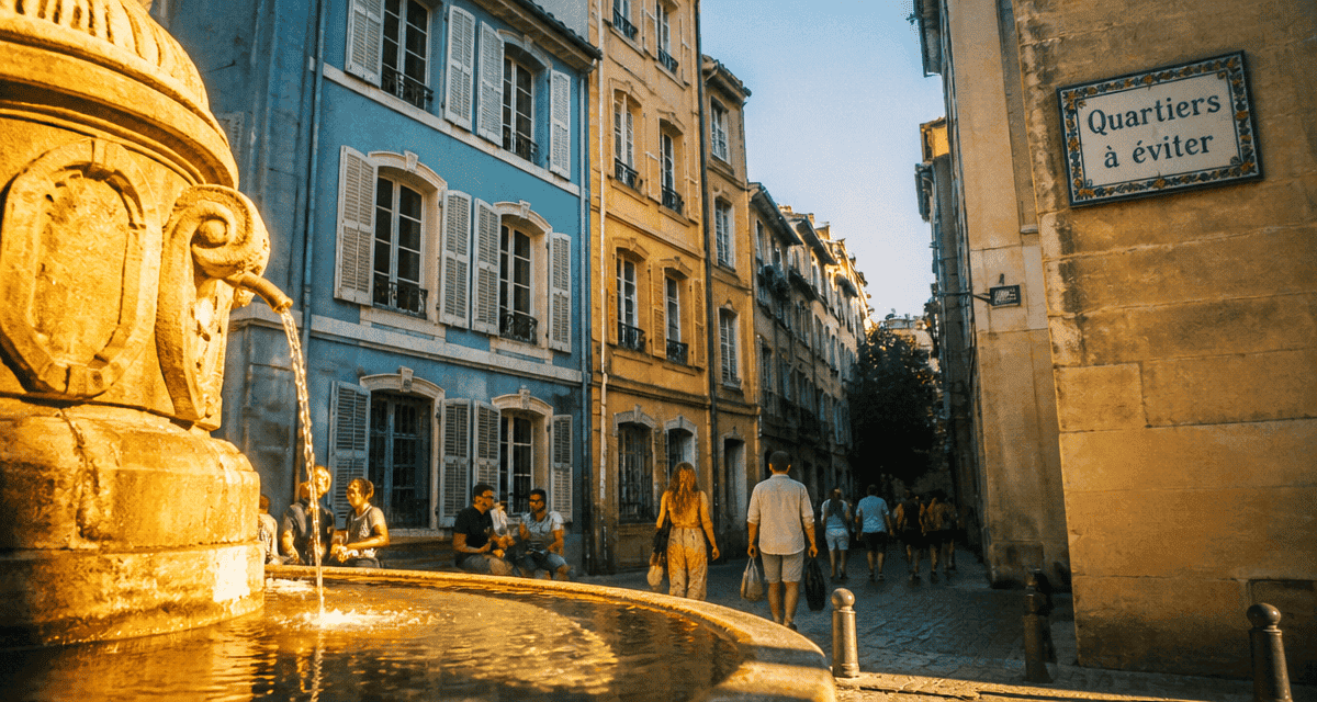 Quartiers à éviter Aix en Provence, rue typique et fontaine