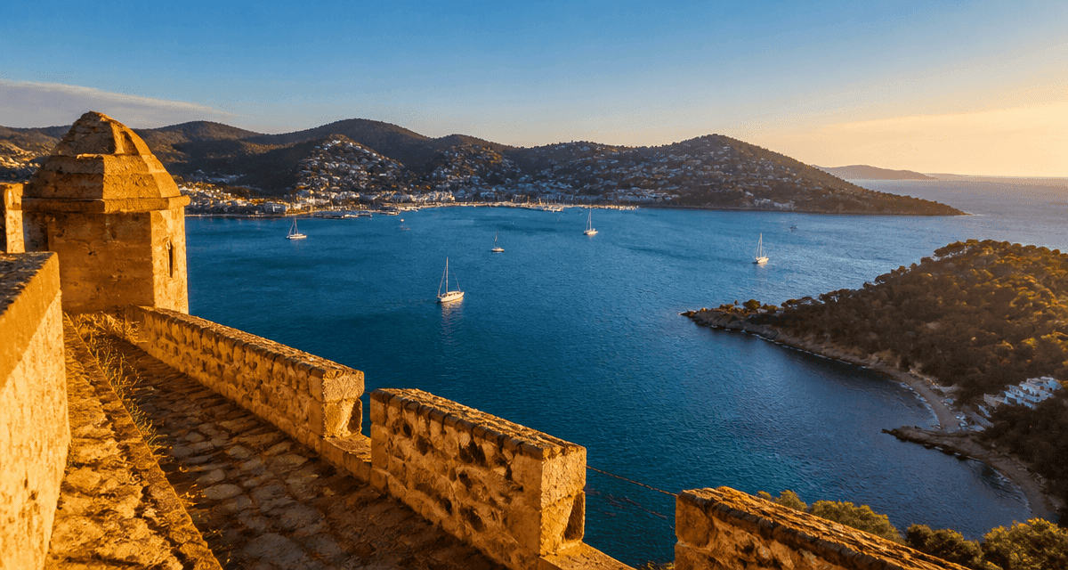 Que faire à Rosas vue Citadelle sur baie Méditerranée