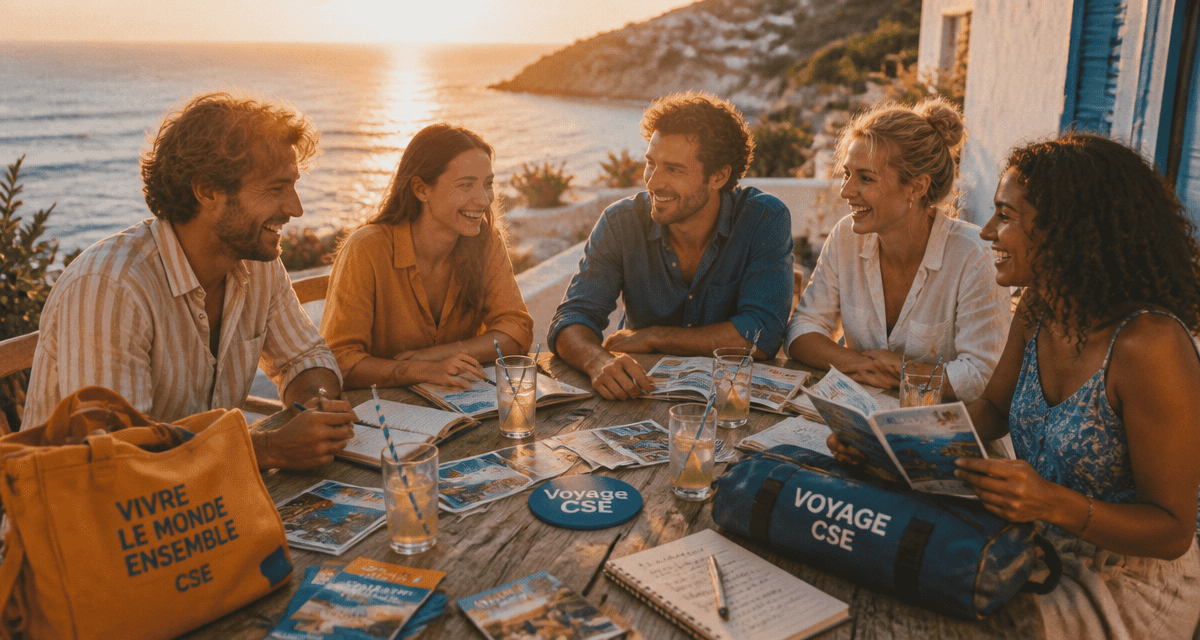 voyage cse collègues terrasse vue mer