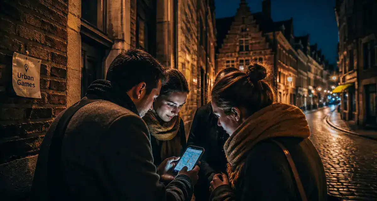 Activité à Lille Urban Games dans le Vieux-Lille, rue pavée la nuit