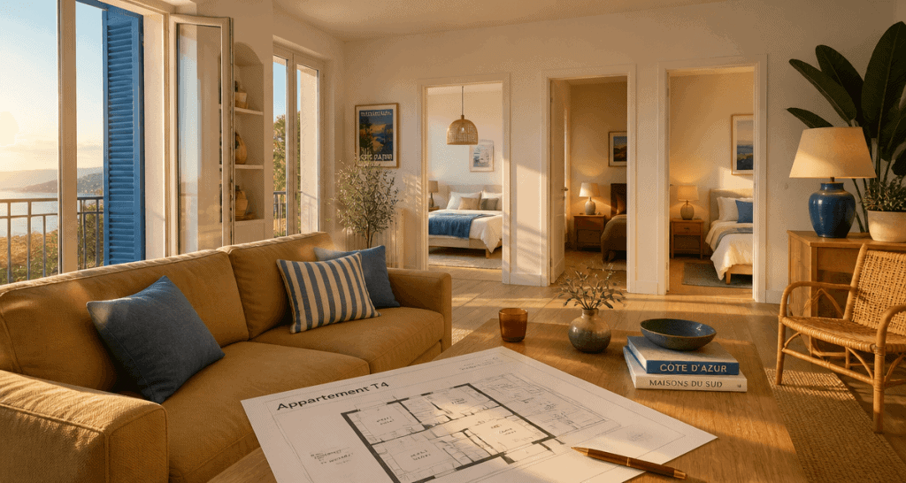 appartement t4 séjour lumineux et trois chambres