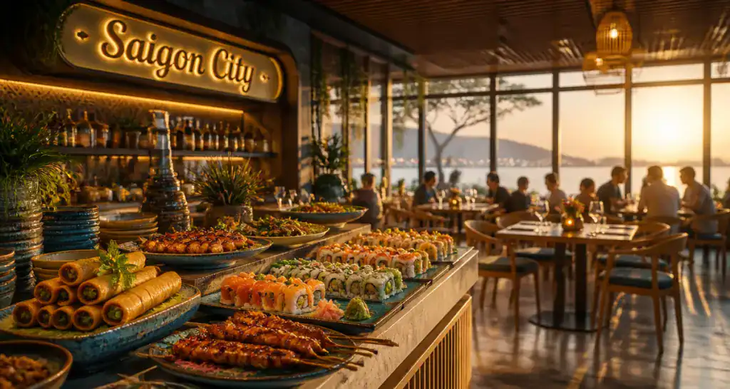 buffet asiatique saigon city puget/frejus au crépuscule