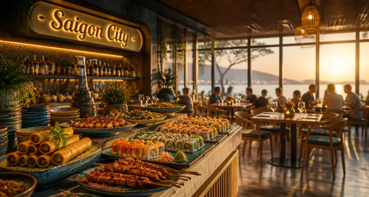 buffet asiatique saigon city puget/frejus au crépuscule