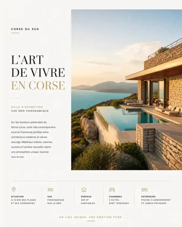 Villa de luxe avec piscine à louer en Corse surplombant la mer