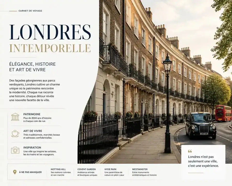 Vue pittoresque d'un quartier londonien typique pour préparer son séjour à Londres