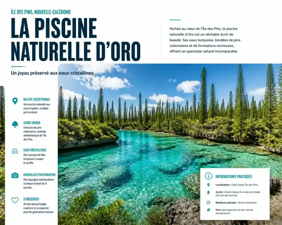 Paysage de la piscine naturelle d'Oro sur l'île des Pins en Nouvelle-Calédonie