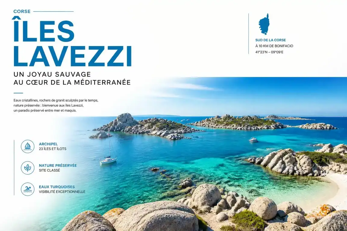 Paysage des îles Lavezzi en Corse, destination idéale pour une excursion en bateau depuis Bonifacio.