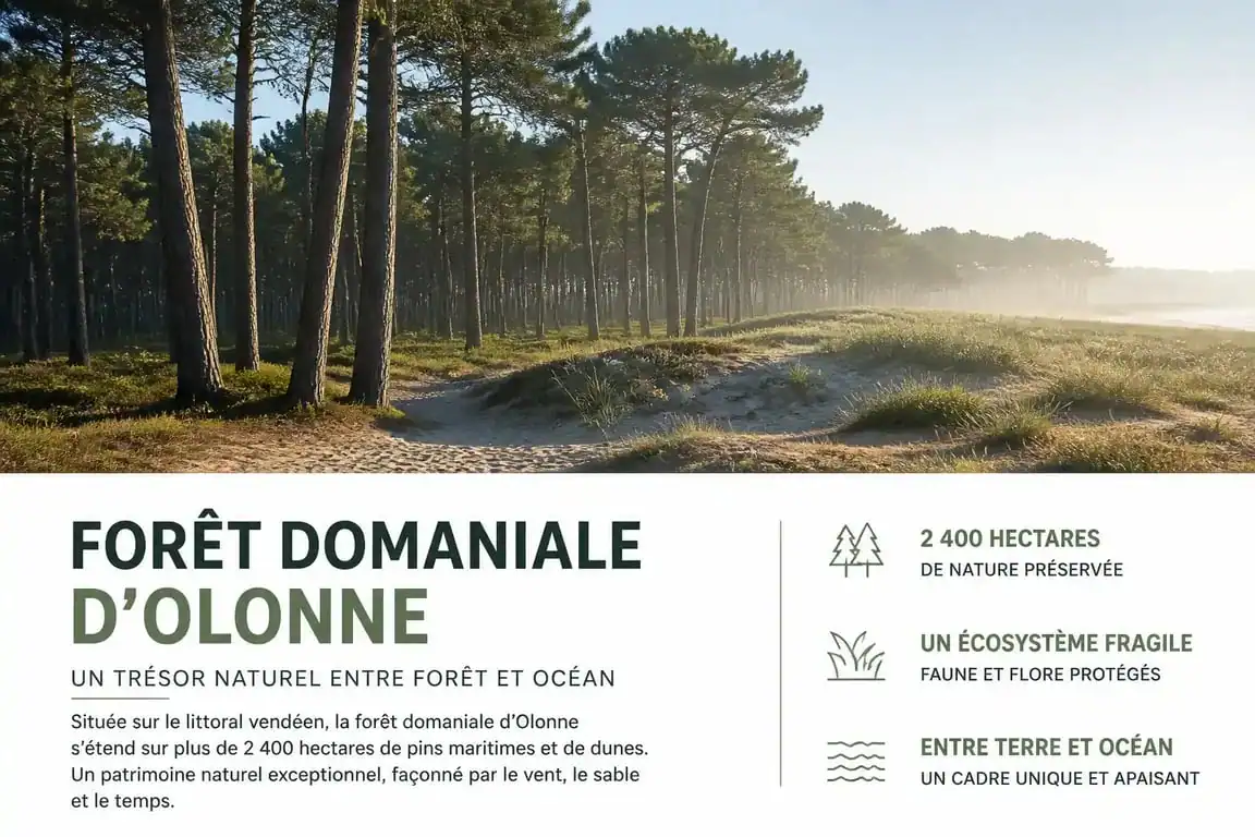 Paysage naturel de l'aire du menhir dans la forêt d'Olonne en Vendée