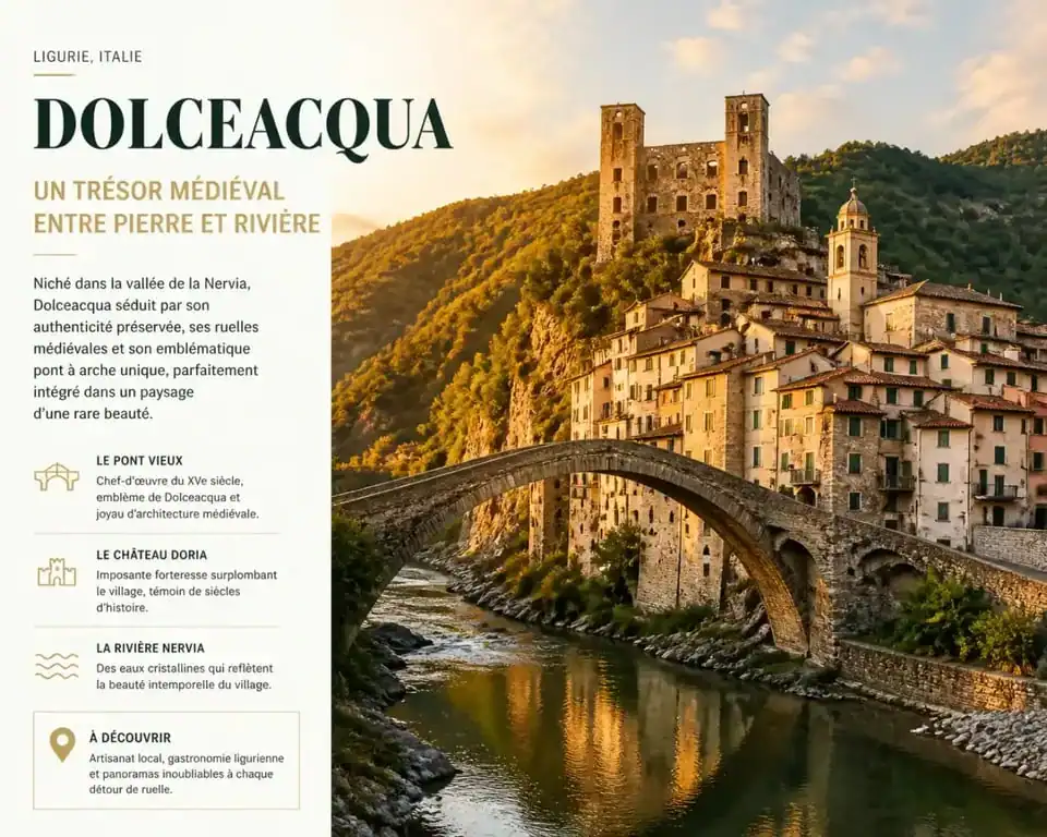 Le pont médiéval de Dolceacqua, l'un des plus beaux villages autour de San Remo en Ligurie.