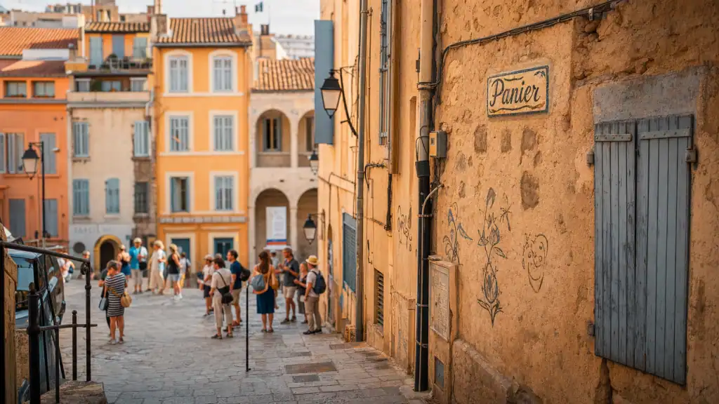 Le panier marseille dangereux : ruelle du Panier à Marseille, touristes prudents