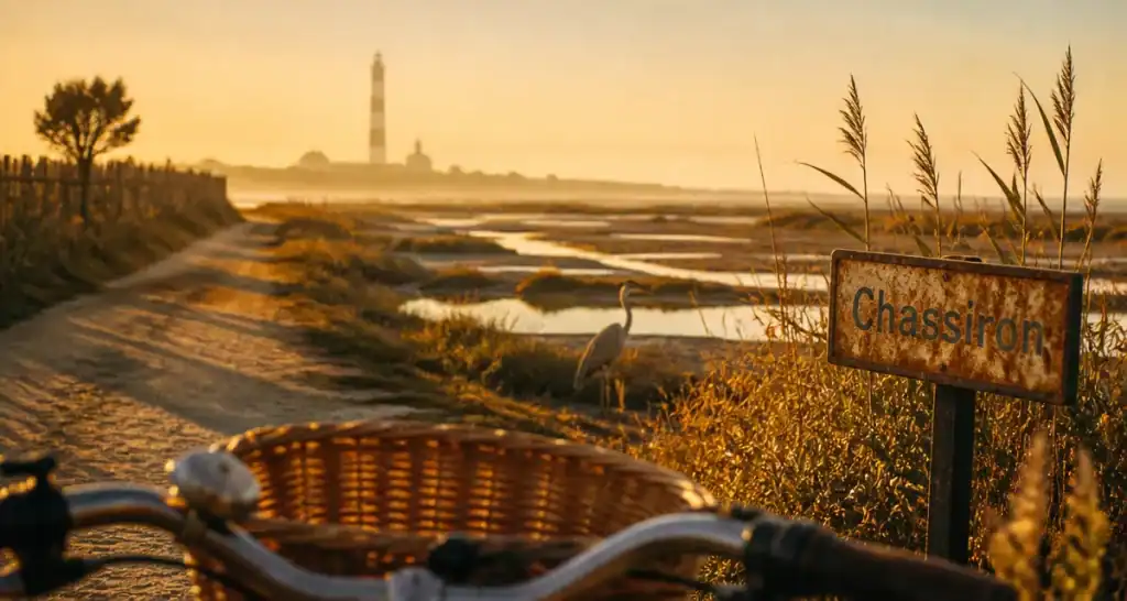 Visite ile d'oleron : vélo sur route côtière vers le phare de Chassiron