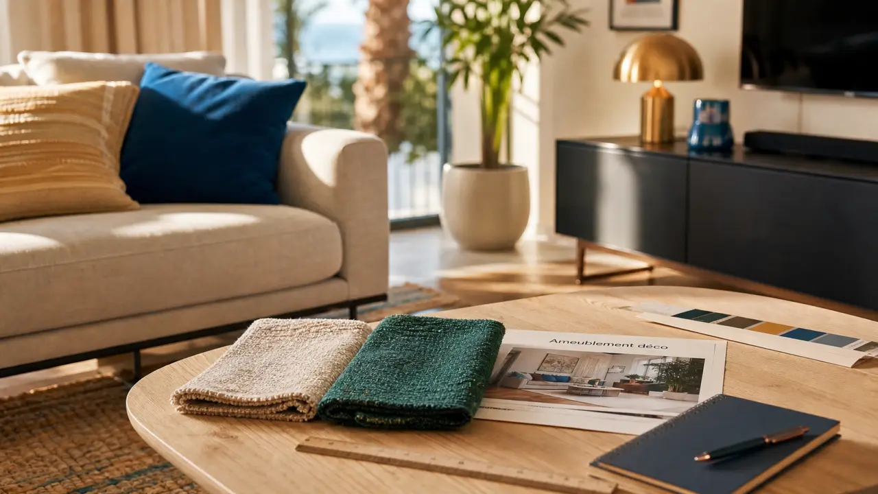 Ameublement deco : salon moderne, meubles et tissus à comparer