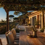Architecture cote d azur : terrasse en restanques, vue mer et maison contemporaine