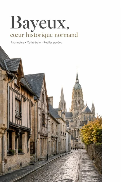 Visiter Bayeux : vue du centre historique avec la cathédrale Notre-Dame et les rues pavées
