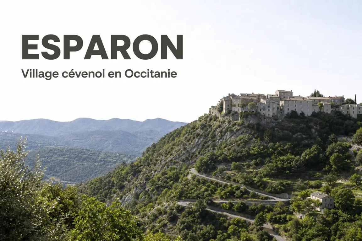 Bez et Esparon : vue du hameau perché d’Esparon dominant la vallée dans le Gard