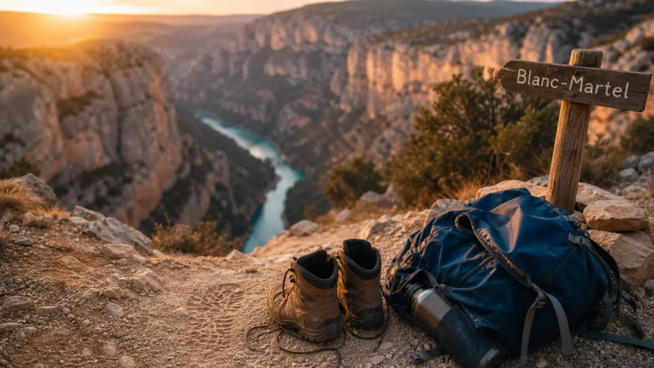 Gorges du Verdon randonnée Blanc-Martel : chaussures au bord du canyon