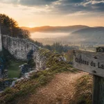 Photo du Château du Landsberg (landsberge) en forêt brumeuse