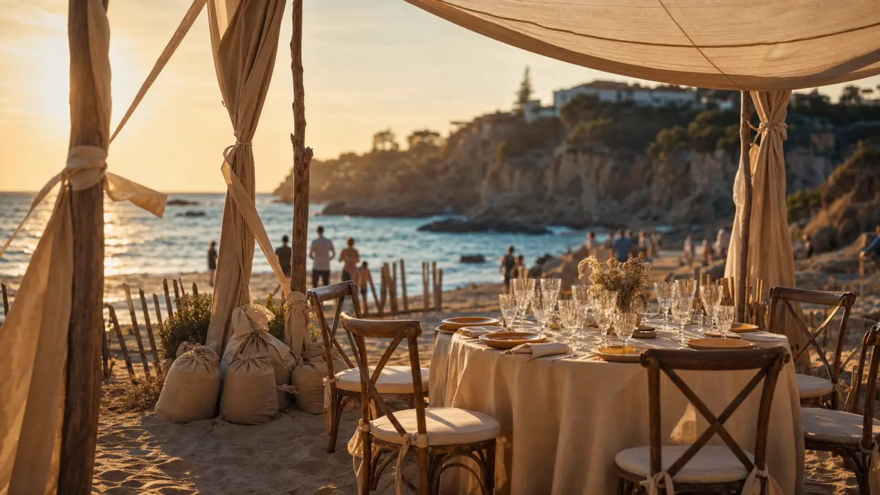 Mariage bord de mer cote d azur au coucher de soleil sur la plage