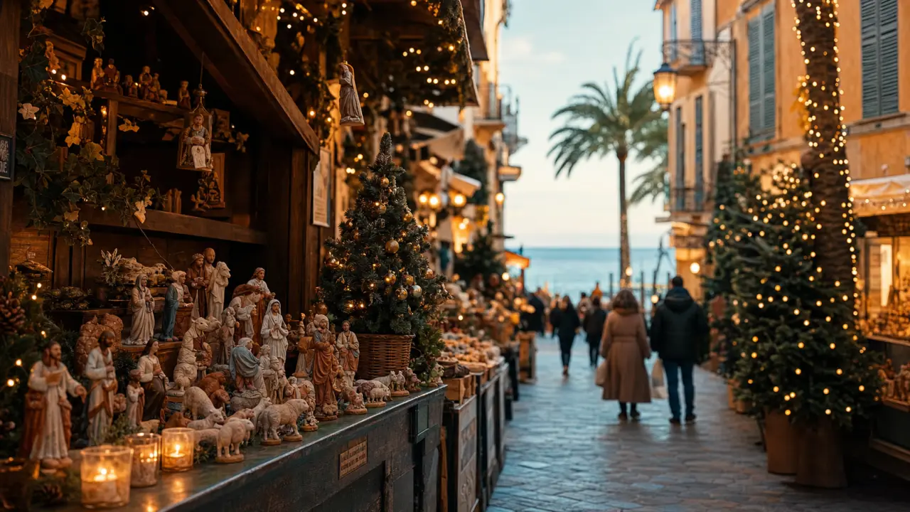 Noel cote d azur : marché de Noël sur la Côte d’Azur, guirlandes et sapin