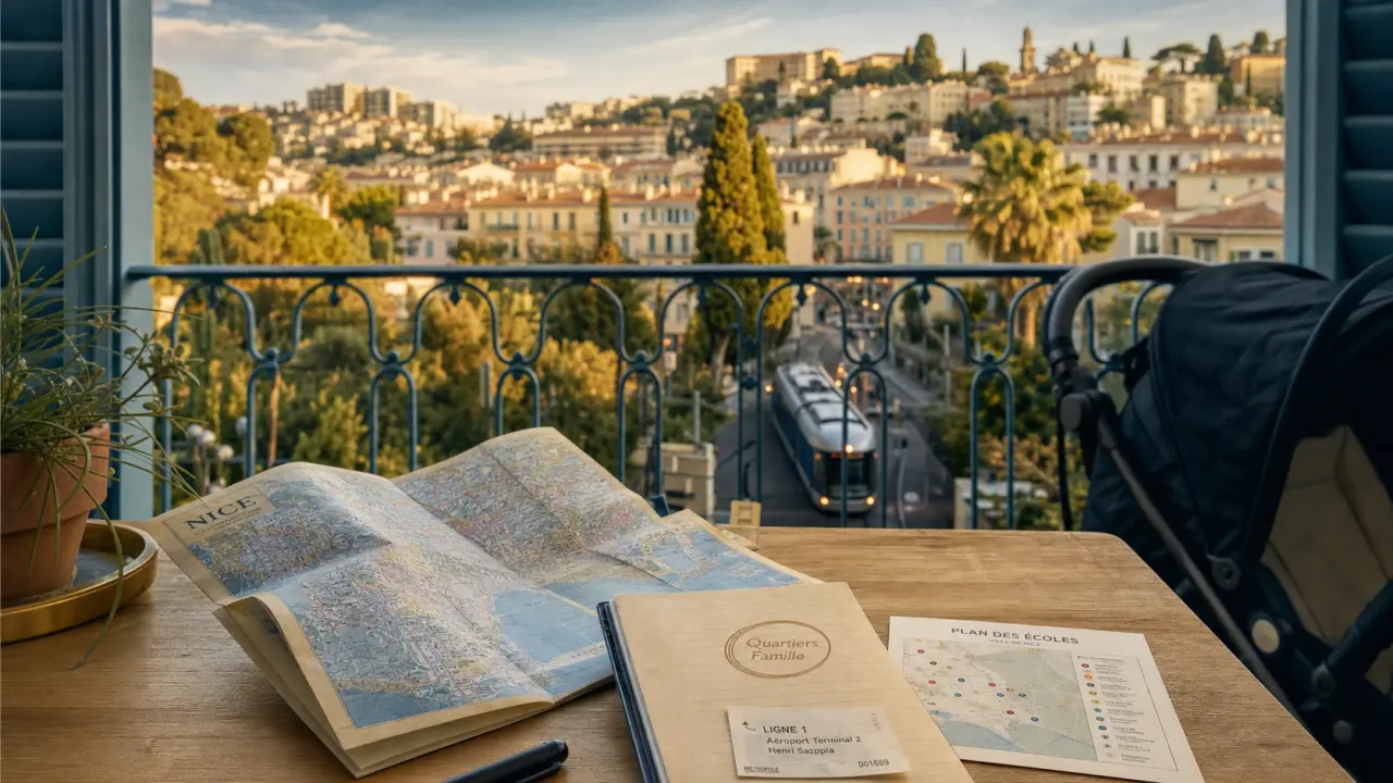 Où vivre à Nice en famille : plan, école et tram sur un balcon à Cimiez