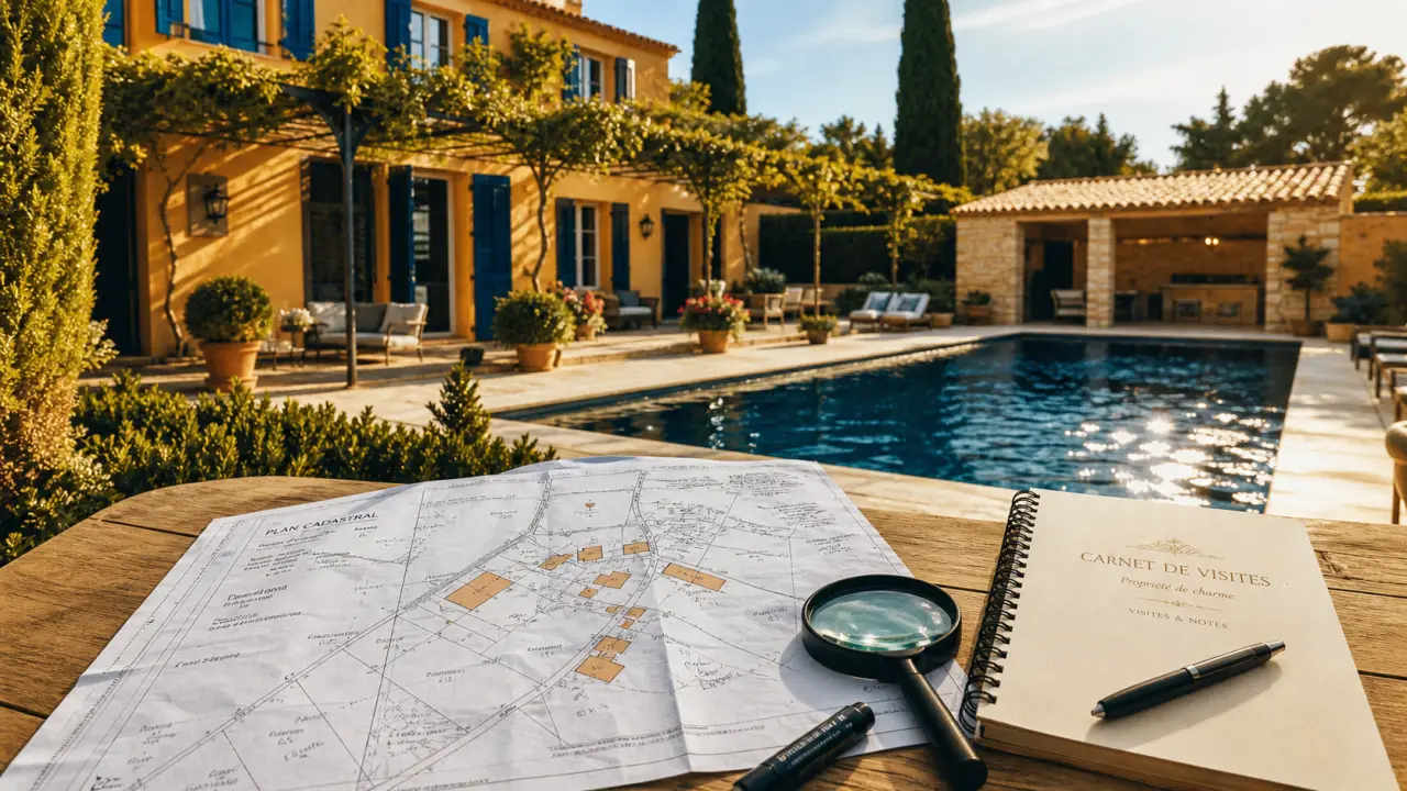 Achat mas var : bastide provençale avec piscine chauffée et plan cadastral