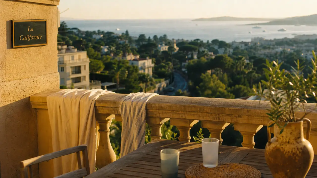 Cannes la californie, vue mer depuis une terrasse surélevée