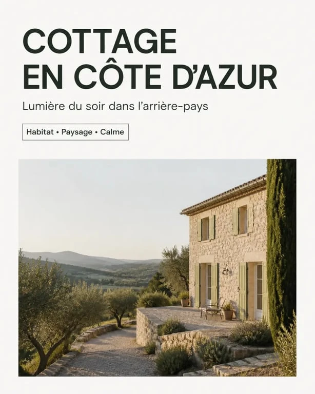 Cottage cote d azur dans l’arrière-pays avec collines et oliviers