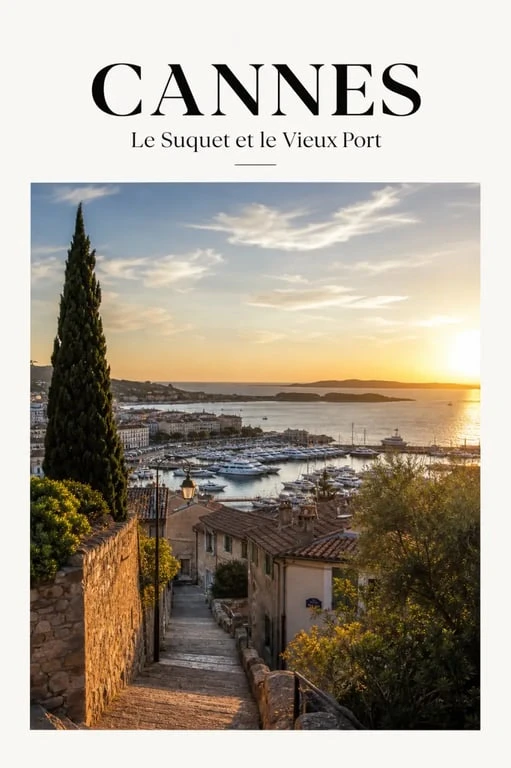 Cosa vedere a Cannes : panorama du Suquet et du Vieux Port au coucher du soleil