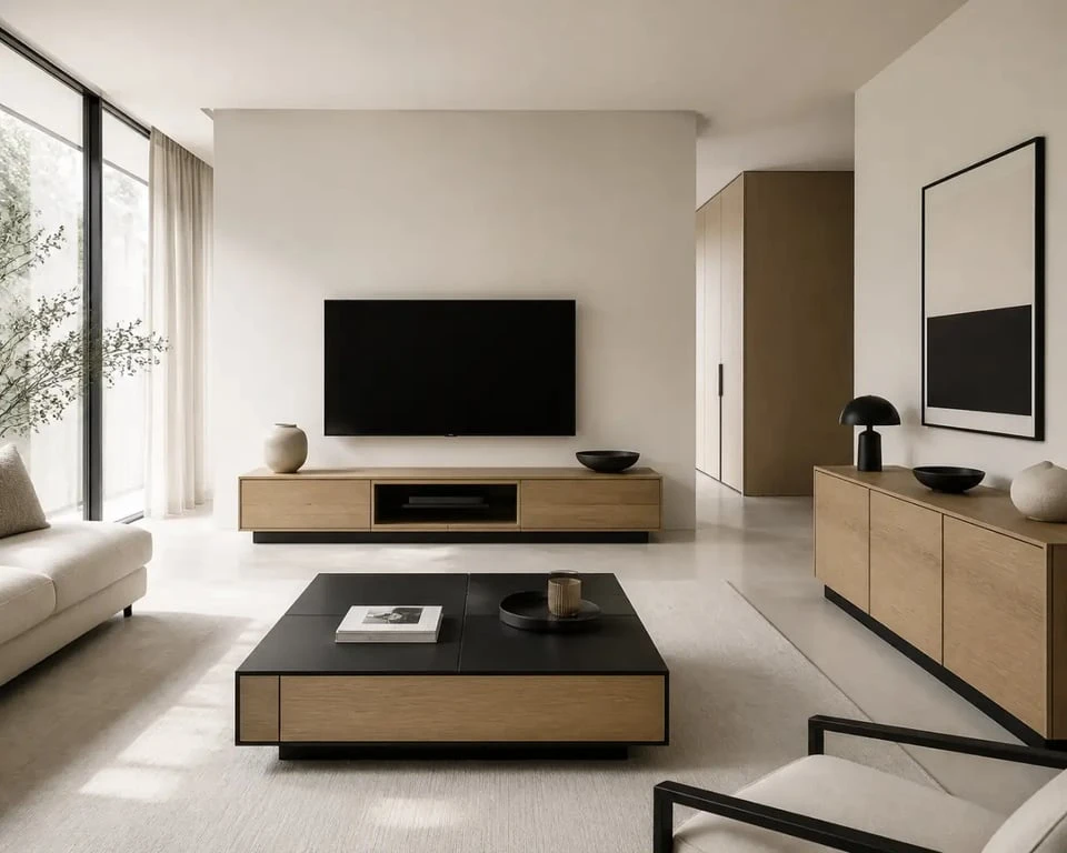 Meuble salon design haut de gamme dans un salon contemporain élégant