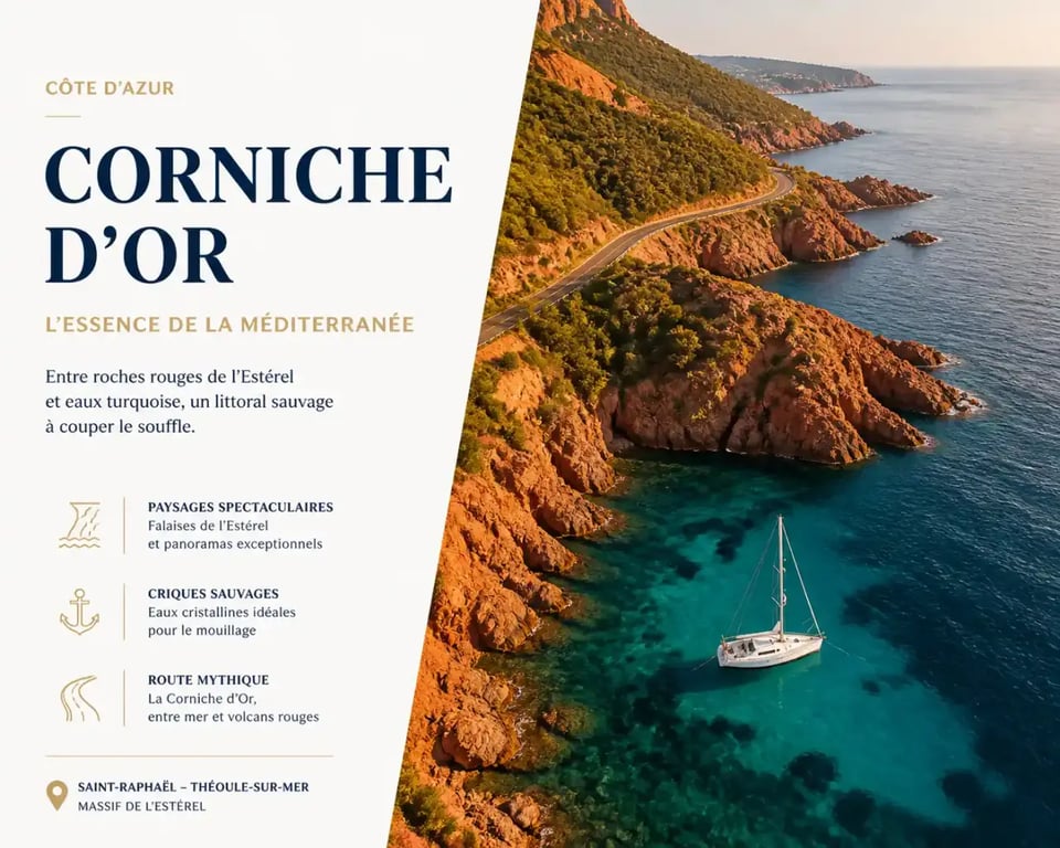 Escapade en mer sur la Côte d'Azur le long des roches rouges de l'Estérel