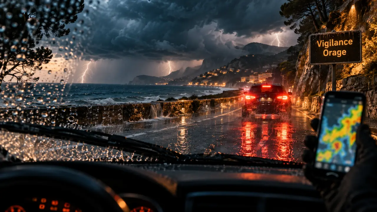 Orage cote d azur : route mouillée, pluies intenses et risques de foudre